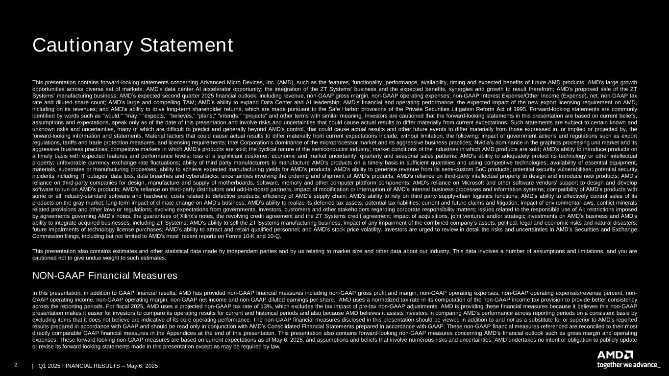 slide2 Accessible PDF of AMD Financial Results Presentation is available under Documents dropdown menu at top of page