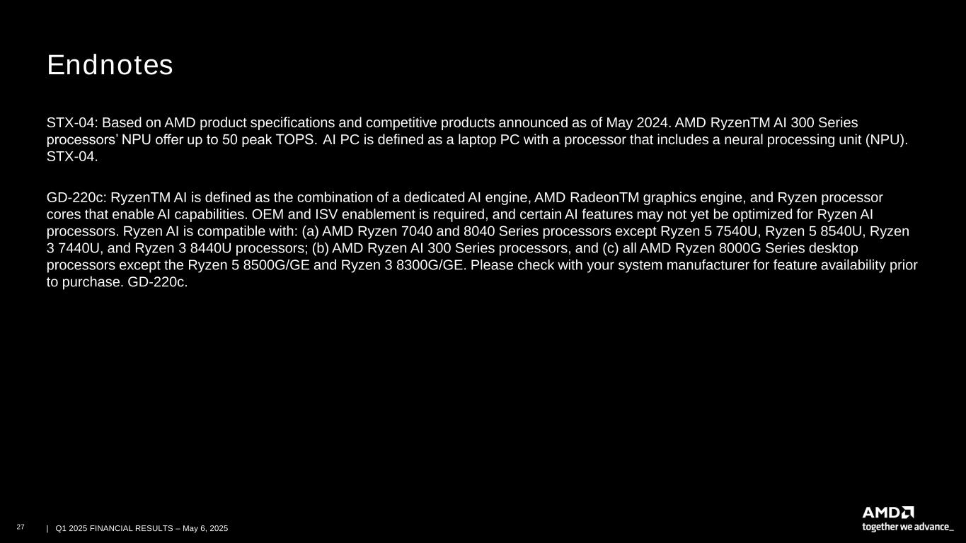 slide27 Accessible PDF of AMD Financial Results Presentation is available under Documents dropdown menu at top of page