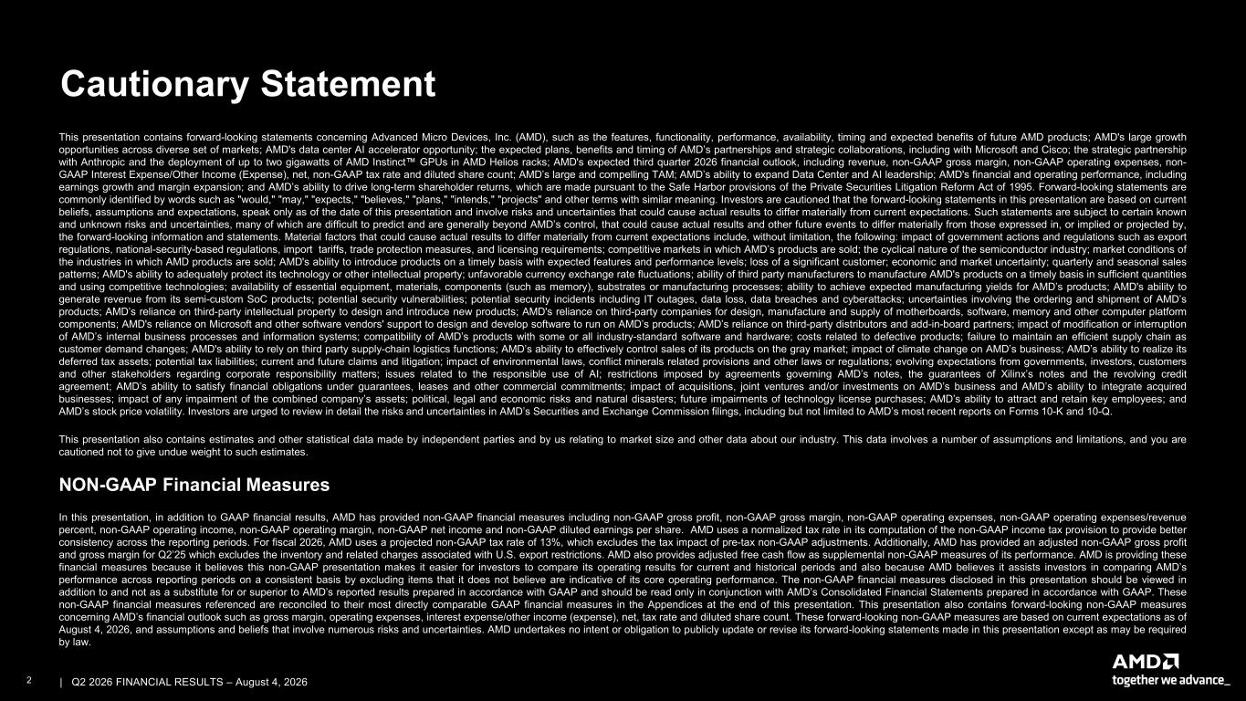 Accessible PDF of AMD Financial Results 2Q26 presentation available under Document Links dropdown when available